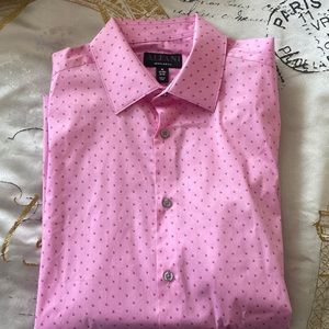 Men Alfani Regular Fit Pink Geometric Shirt.